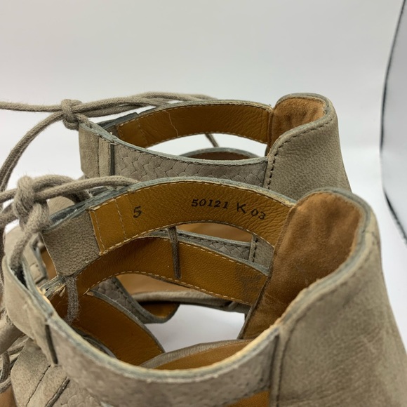 Paul Green Hana Taupe Embossed Nubuck Leather Ghillie Platform Heel UK5 US 7.5 - Picture 5 of 10